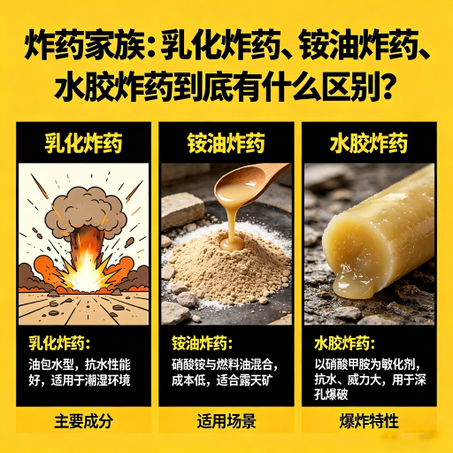 株洲炸药家族：乳化炸药、铵油炸药、水胶炸药到底有什么区别？